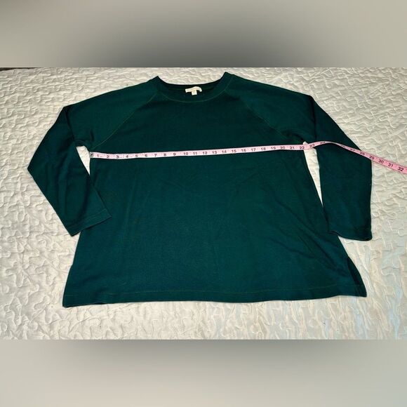 Eileen Fisher Green Raglan Sleeve Top Minimalist Organic Cotton Blend Medium - Picture 11 of 13